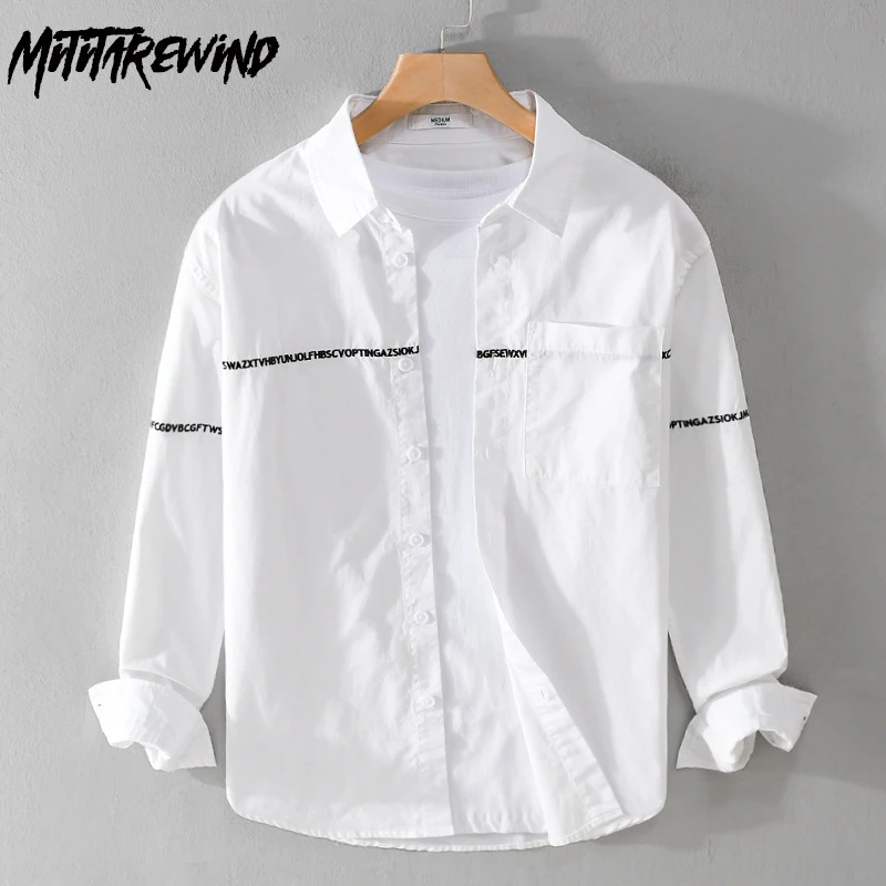 100% Cotton Mens Long Sleeve Shirts Spring Summer Daily Causal Loose White Shirt Letters Embroidery Chic Shirt Youth Fashion Top
100% Cotton Mens Long Sleeve Shirts Spring Summer Daily Causal Loose White Shirt Letters Embroidery Chic Shirt Youth Fashion Top