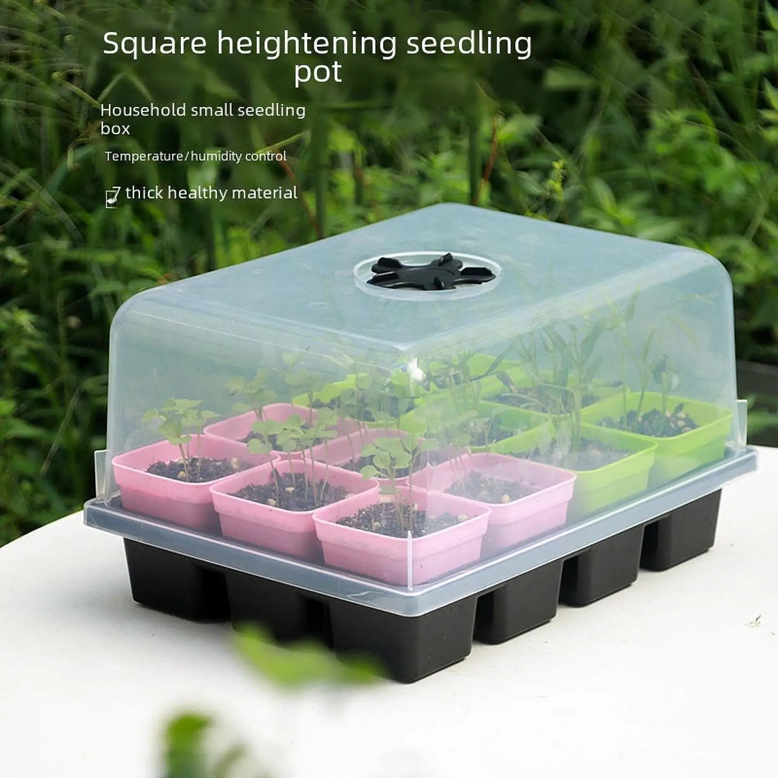 12 Cell Seed Starter Tray Kit with Ventilation Lid for Home Greenhouse Propagation and Gardening
12 Cell Seed Starter Tray Kit with Ventilation Lid for Home Greenhouse Propagation and Gardening