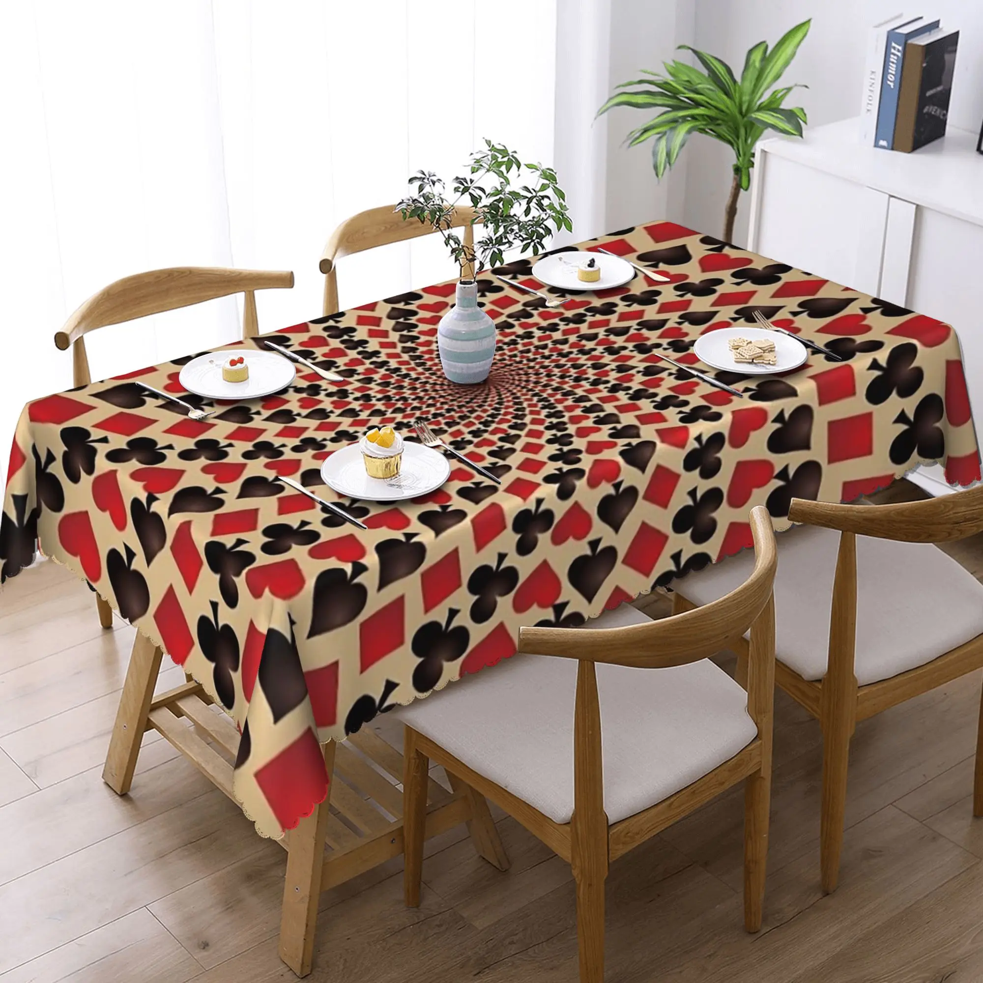 Ace Of Diamonds Playing Card Hearts Spades Rectangular Tablecloth Waterproof Table Cover for Dining Events Table Cloth