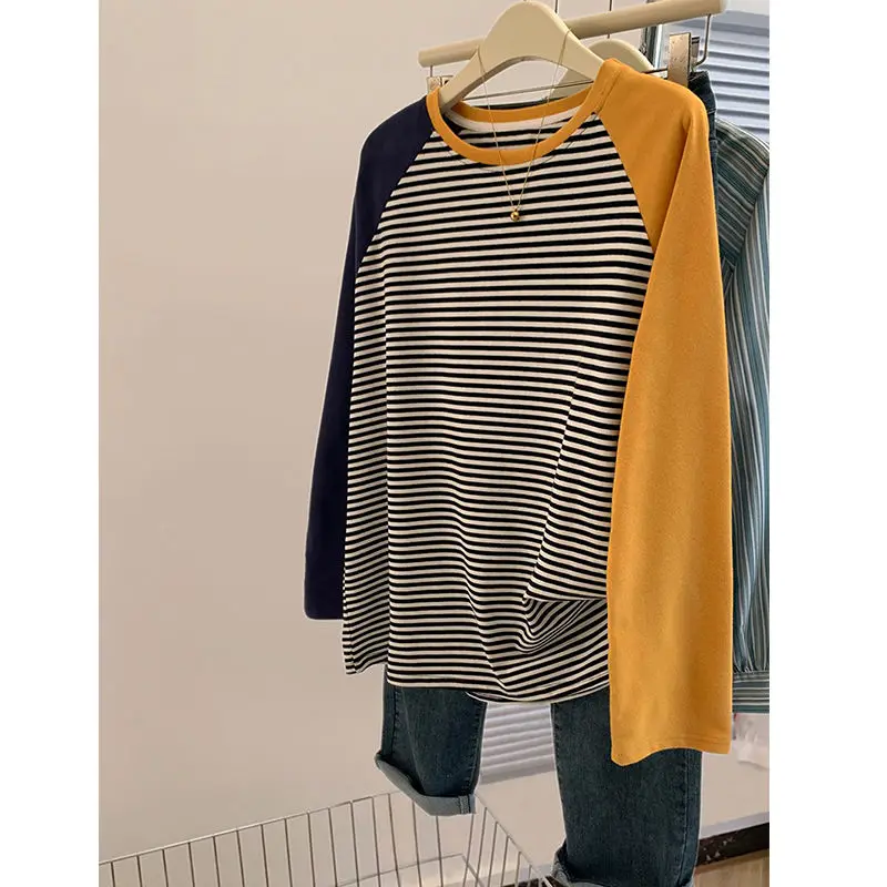 Spring Autumn Long Sleeve Contrast Striped Tops Fashion Casual O-neck T-shirt Women Clothing Harajuku Loose Top Tee
Spring Autumn Long Sleeve Contrast Striped Tops Fashion Casual O-neck T-shirt Women Clothing Harajuku Loose Top Tee