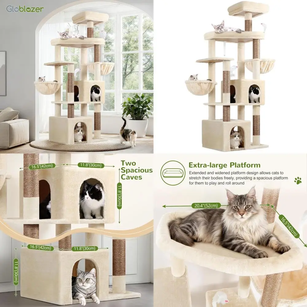 Sturdy 68 Large Cat Tower for Indoor Adult Cats up to 20 lbs, Beige with 5 Scratching Posts and Extra Large Platform
Sturdy 68 Large Cat Tower for Indoor Adult Cats up to 20 lbs, Beige with 5 Scratching Posts and Extra Large Platform