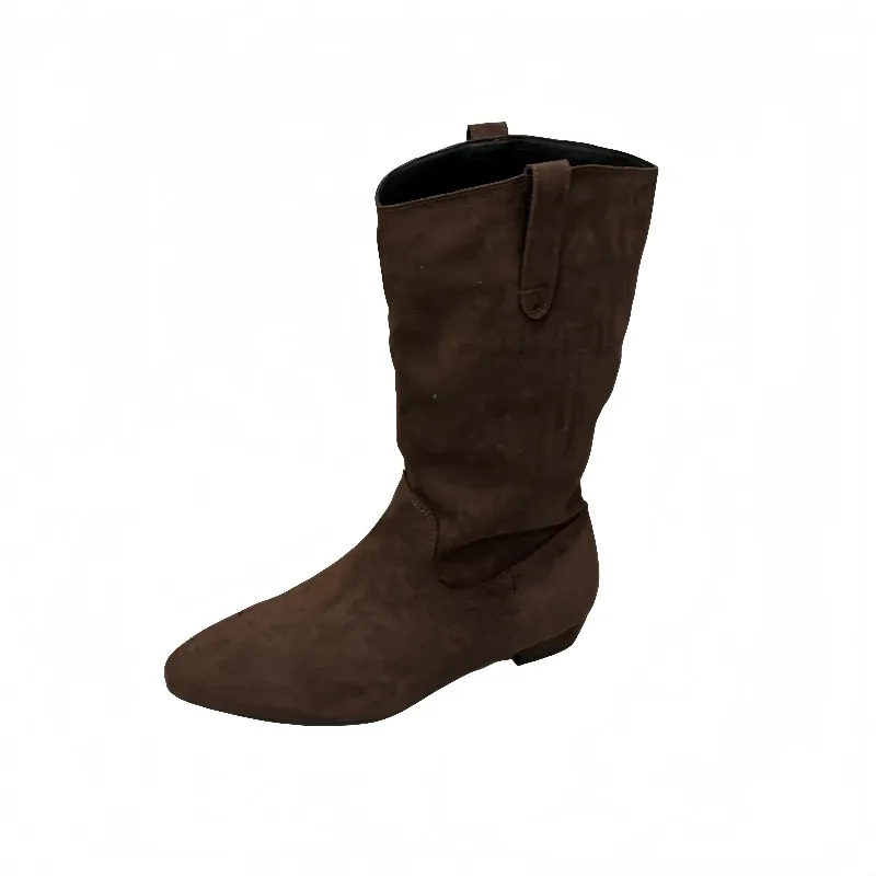 Brand Designer Cozy Soft Suede Mid Calf Boots Women Fashion Round Toe Flat Heels Western Cowboy Shoes Female Black Brown
Brand Designer Cozy Soft Suede Mid Calf Boots Women Fashion Round Toe Flat Heels Western Cowboy Shoes Female Black Brown