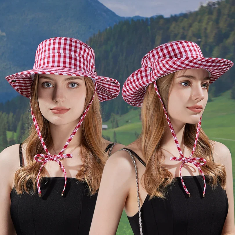 Spring and summer large brim outdoor hat Korean plaid strap fisherman hat big head around sunblock sun protection
Spring and summer large brim outdoor hat Korean plaid strap fisherman hat big head around sunblock sun protection