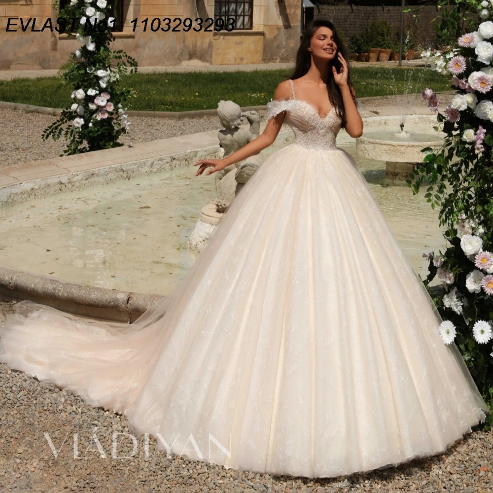 EVLAST Customized Shiny A Line Wedding Dress Floral Lace Applique Glitter Crystal Beaded Bridal Bride Gown Robe De Mariee TBD89
EVLAST Customized Shiny A Line Wedding Dress Floral Lace Applique Glitter Crystal Beaded Bridal Bride Gown Robe De Mariee TBD89