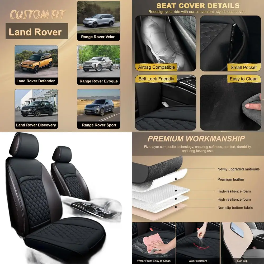 Leather Waterproof Seat Covers, Custom Fit for Defender, Discovery, Range Rover, Evoque, Velar, 2 Pack, Black
Leather Waterproof Seat Covers, Custom Fit for Defender, Discovery, Range Rover, Evoque, Velar, 2 Pack, Black