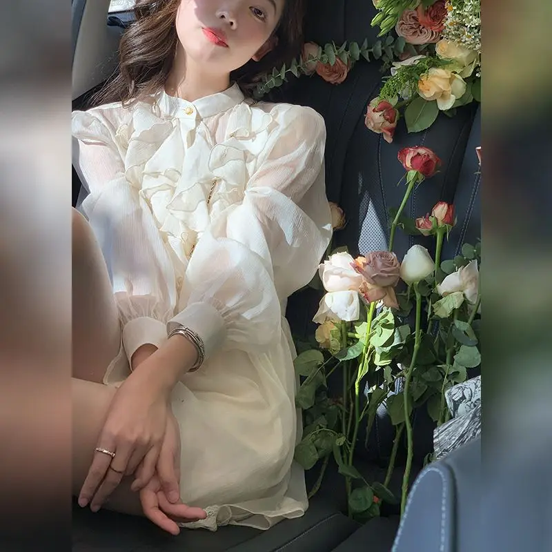 2023 Spring Long Sleeve Pure Color Elegant Chiffon Dress Women Vintage Lace One Piece Dress Korean Fashion Party Y2k Mini Dress
2023 Spring Long Sleeve Pure Color Elegant Chiffon Dress Women Vintage Lace One Piece Dress Korean Fashion Party Y2k Mini Dress