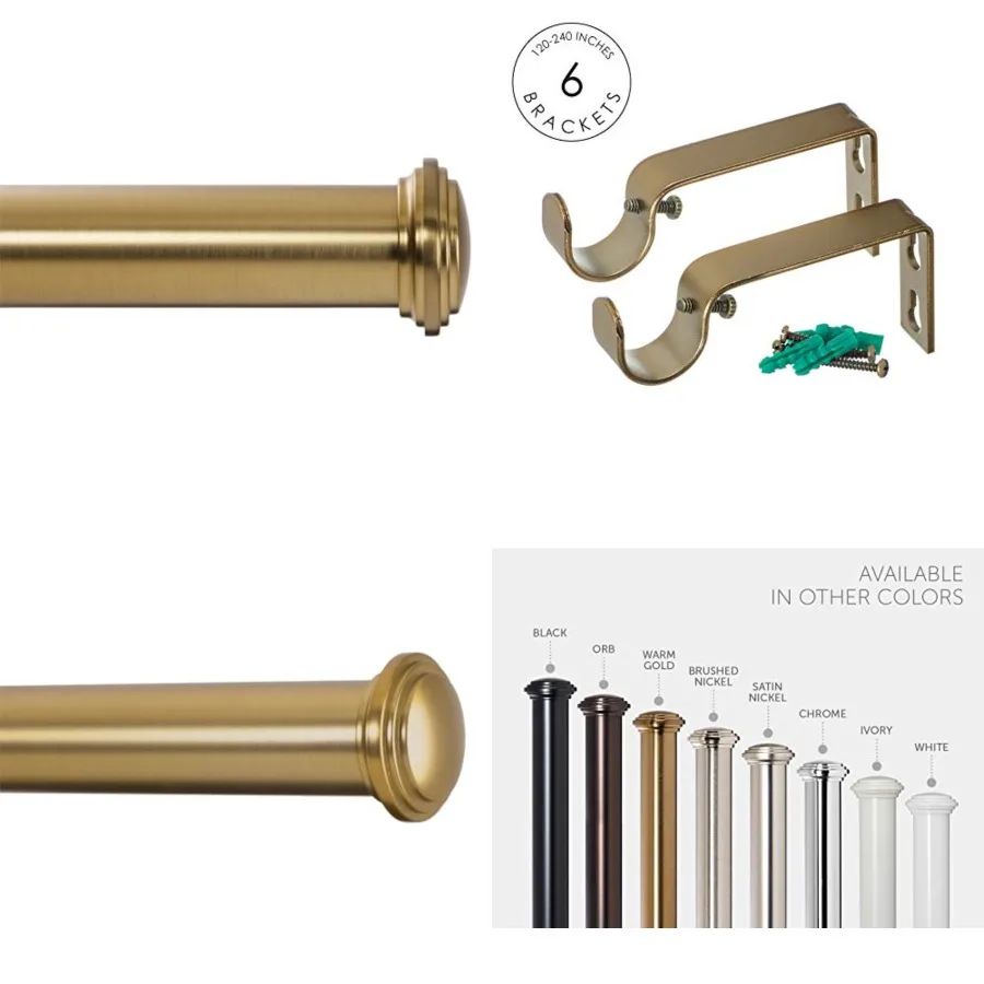 Window Curtain Rod Decorative End Cap Design, 1 Inch Rod, 120 to 240 Inch
Window Curtain Rod Decorative End Cap Design, 1 Inch Rod, 120 to 240 Inch