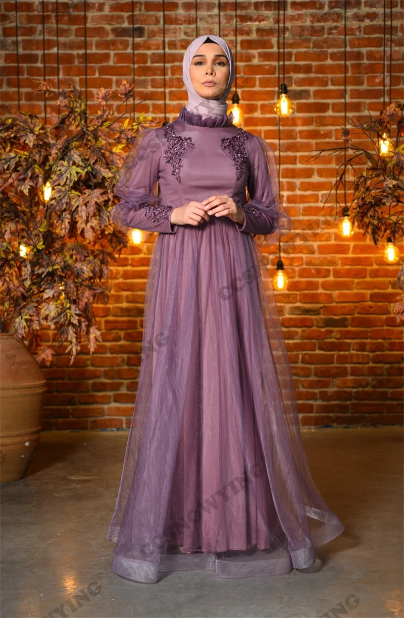 Long Sleeve Muslim Evening Dress Tulle Appliques Islamic Hijab Prom Formal Party Gown Arabic Dubai Women Robes De Soirée
Long Sleeve Muslim Evening Dress Tulle Appliques Islamic Hijab Prom Formal Party Gown Arabic Dubai Women Robes De Soirée