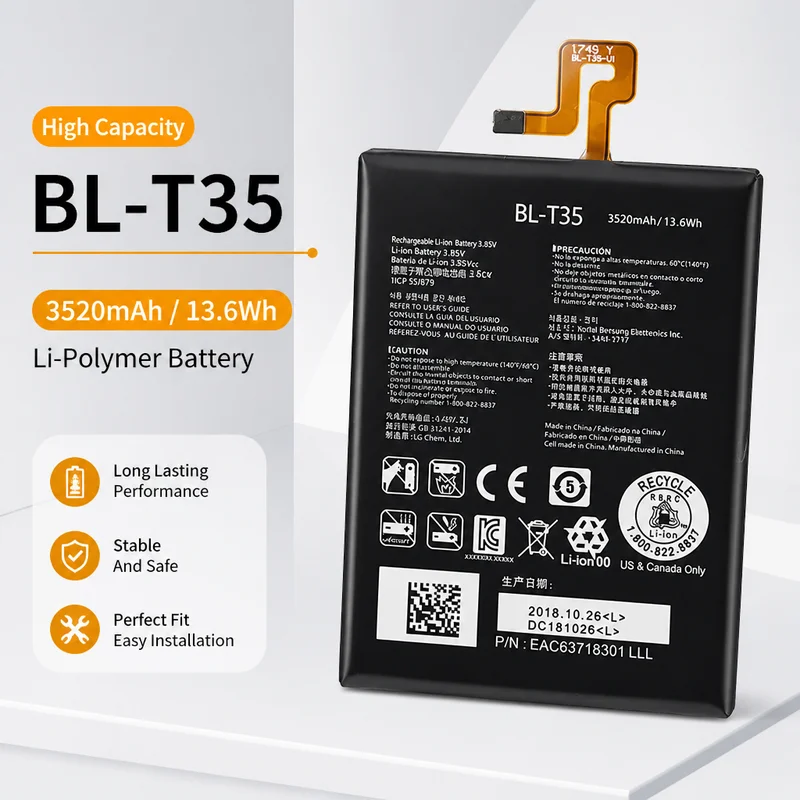 Premium Replacement Battery BL-T35 3520mAh For LG For Google Pixel 2 XL Pixel2, BL T35 BLT35 Mobile Phone Battery Repair Part
Premium Replacement Battery BL-T35 3520mAh For LG For Google Pixel 2 XL Pixel2, BL T35 BLT35 Mobile Phone Battery Repair Part