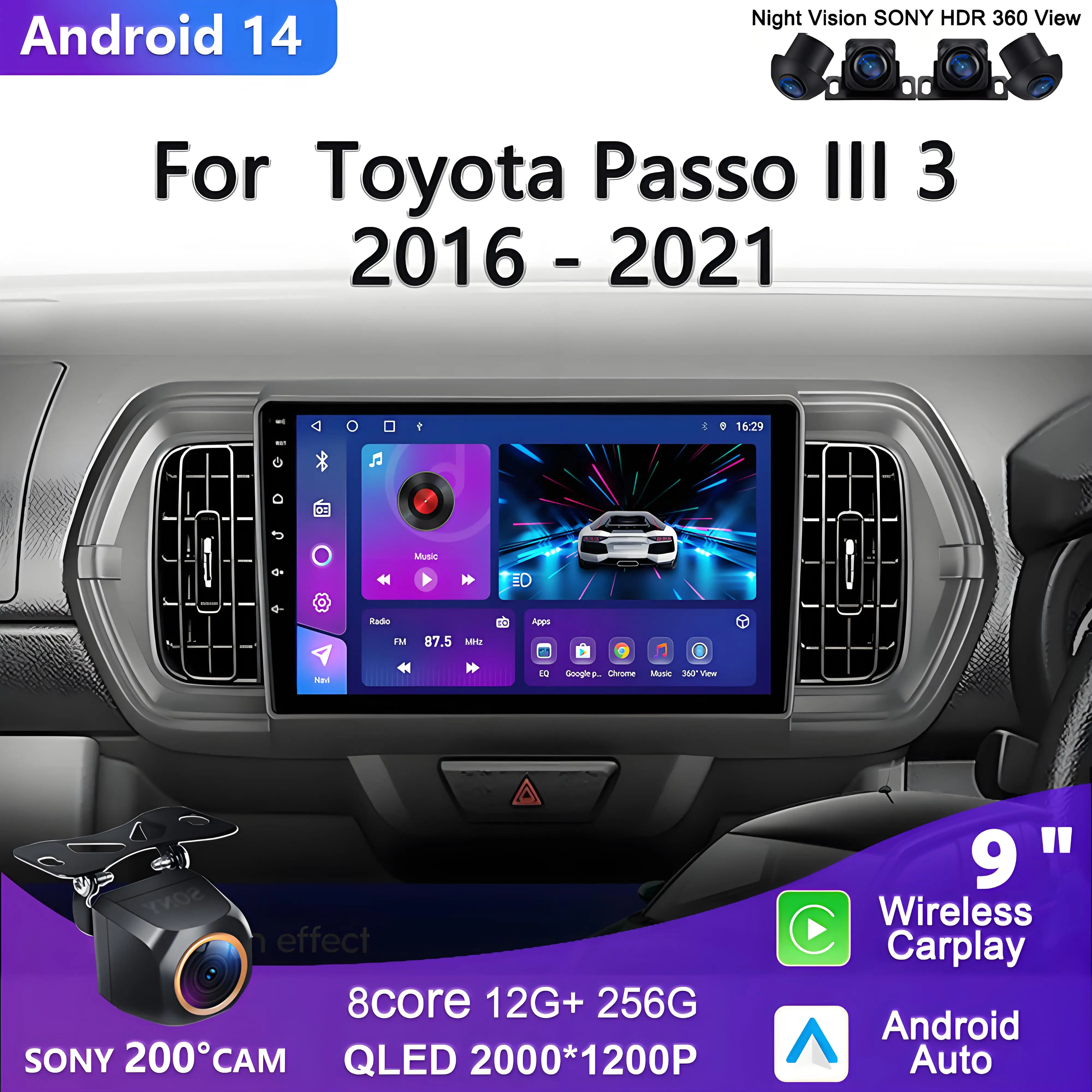 Android 14 Car DVD Multimedia Player For Toyota Passo III 3 2016 - 2021 Auto Radio GPS Navigation Carplay Stereo Radio Car GPS
Android 14 Car DVD Multimedia Player For Toyota Passo III 3 2016 - 2021 Auto Radio GPS Navigation Carplay Stereo Radio Car GPS