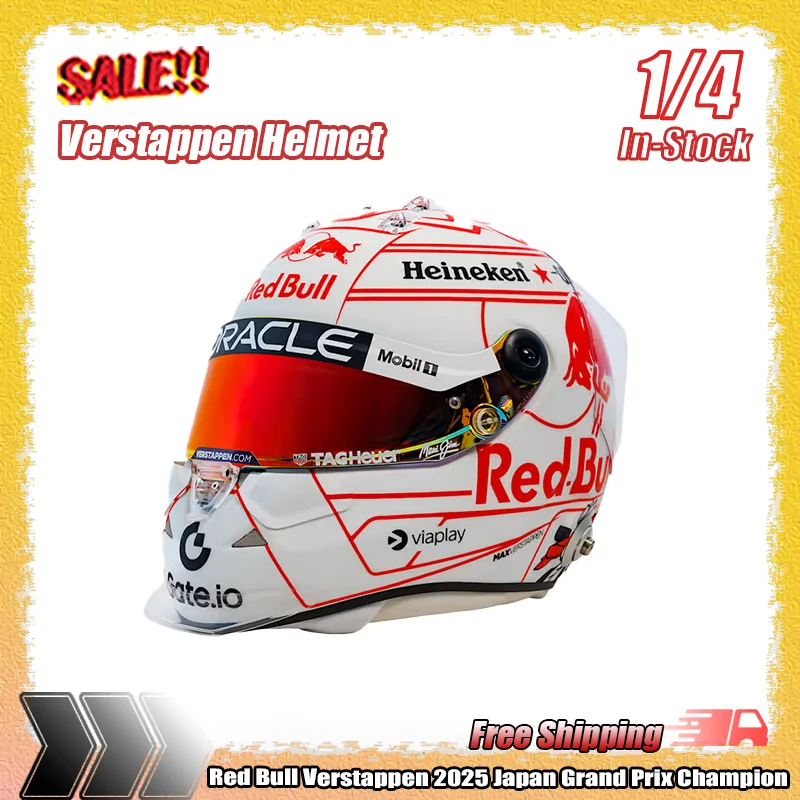 Новый запас Red Bull Verstappen 1:4 F1 2025 Япония Гран-При Чемпион шлем модель индивидуальные периферийные устройства Коллекционный подарок орнамент
Новый запас Red Bull Verstappen 1:4 F1 2025 Япония Гран-При Чемпион шлем модель индивидуальные периферийные устройства Коллекционный подарок орнамент