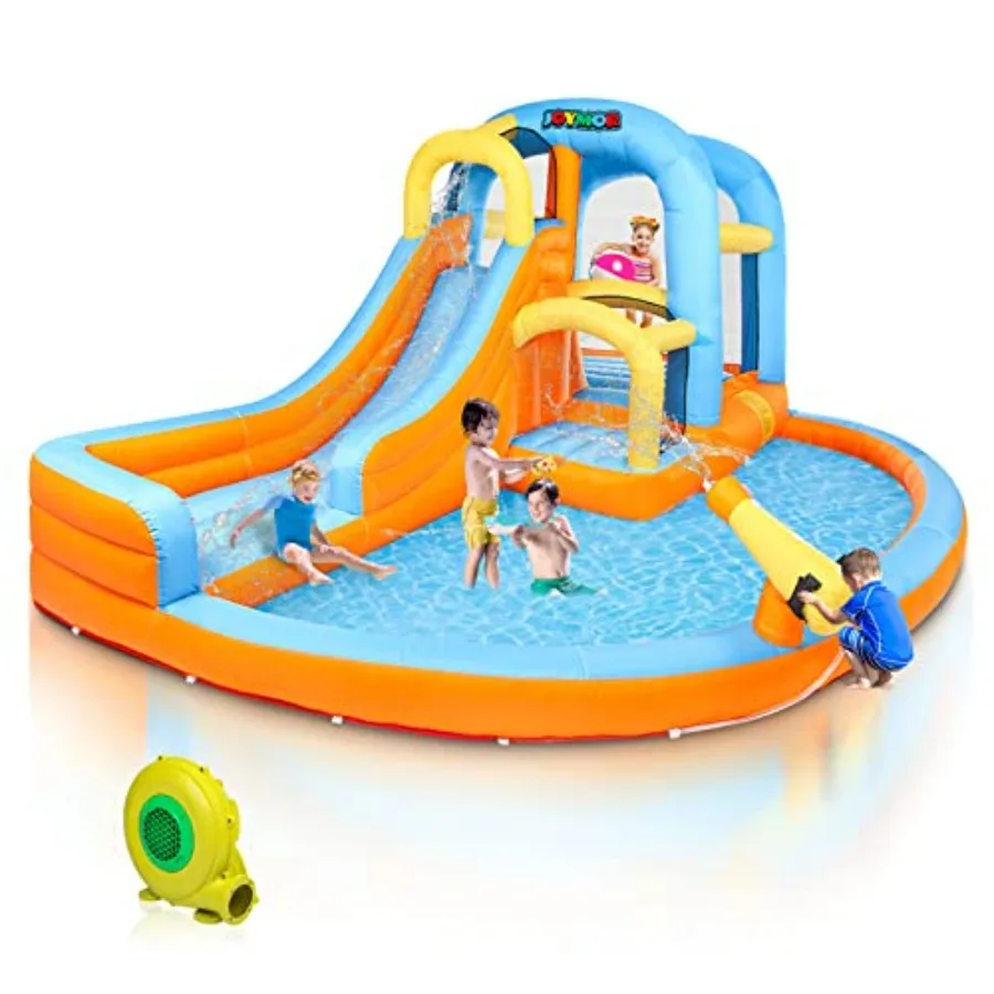 5-in-1 Inflatable Water Slide Park with Air Blower Climbing Wall Double Jump Area Splash Pool Water Cannon Wet/Dry Combo Castle
5-in-1 Inflatable Water Slide Park with Air Blower Climbing Wall Double Jump Area Splash Pool Water Cannon Wet/Dry Combo Castle