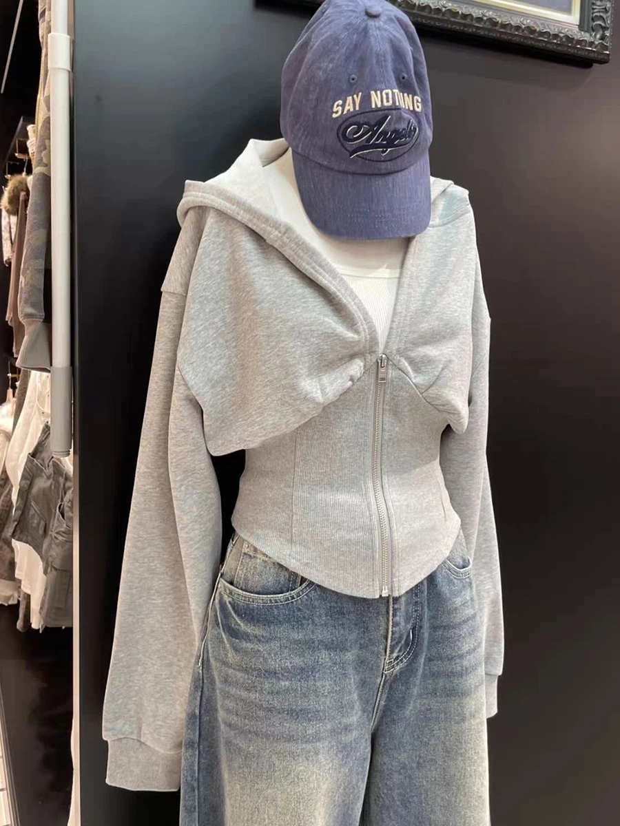 Sweet Waist-cinching Thin Sweatshirts Woman Spring Hooded Zipper Cotton Long Sleeve Slim Crop Top Preppy Style Zip-up Hoodies
Sweet Waist-cinching Thin Sweatshirts Woman Spring Hooded Zipper Cotton Long Sleeve Slim Crop Top Preppy Style Zip-up Hoodies