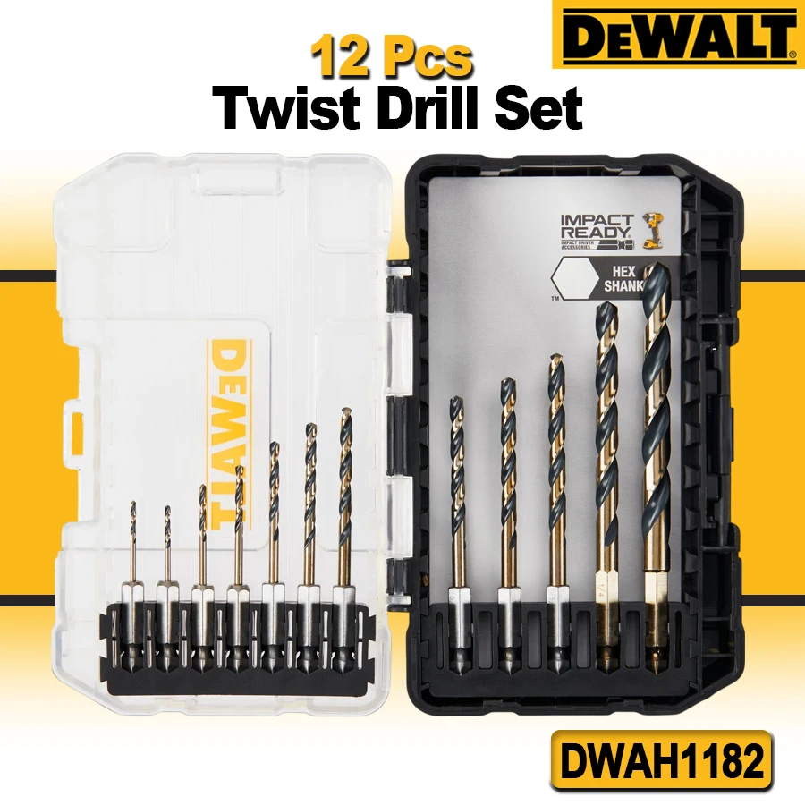 DEWALT 12Pcs Metal Drill Bit Set Black And Gold IMPACT READY® Twist Drill Set Power Tool Accessories DWAH1182
DEWALT 12Pcs Metal Drill Bit Set Black And Gold IMPACT READY® Twist Drill Set Power Tool Accessories DWAH1182