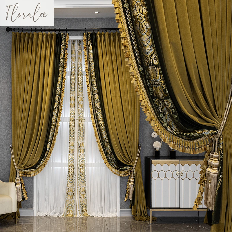 High-End American-European Style Velvet Lace Curtain Golden Embroidery Luxury Villa Living Room Bedroom Décor Customizable
High-End American-European Style Velvet Lace Curtain Golden Embroidery Luxury Villa Living Room Bedroom Décor Customizable