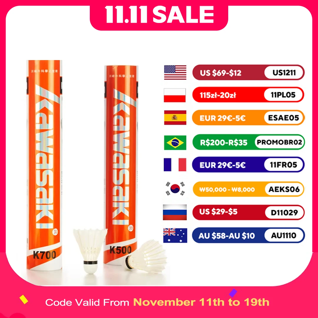 Kawasaki Shuttlecock King Kong Series Badminton Shuttle K200/K500/K700 3IN1 Durable Goose&Duck Feather Badminton Balls
Kawasaki Shuttlecock King Kong Series Badminton Shuttle K200/K500/K700 3IN1 Durable Goose&Duck Feather Badminton Balls