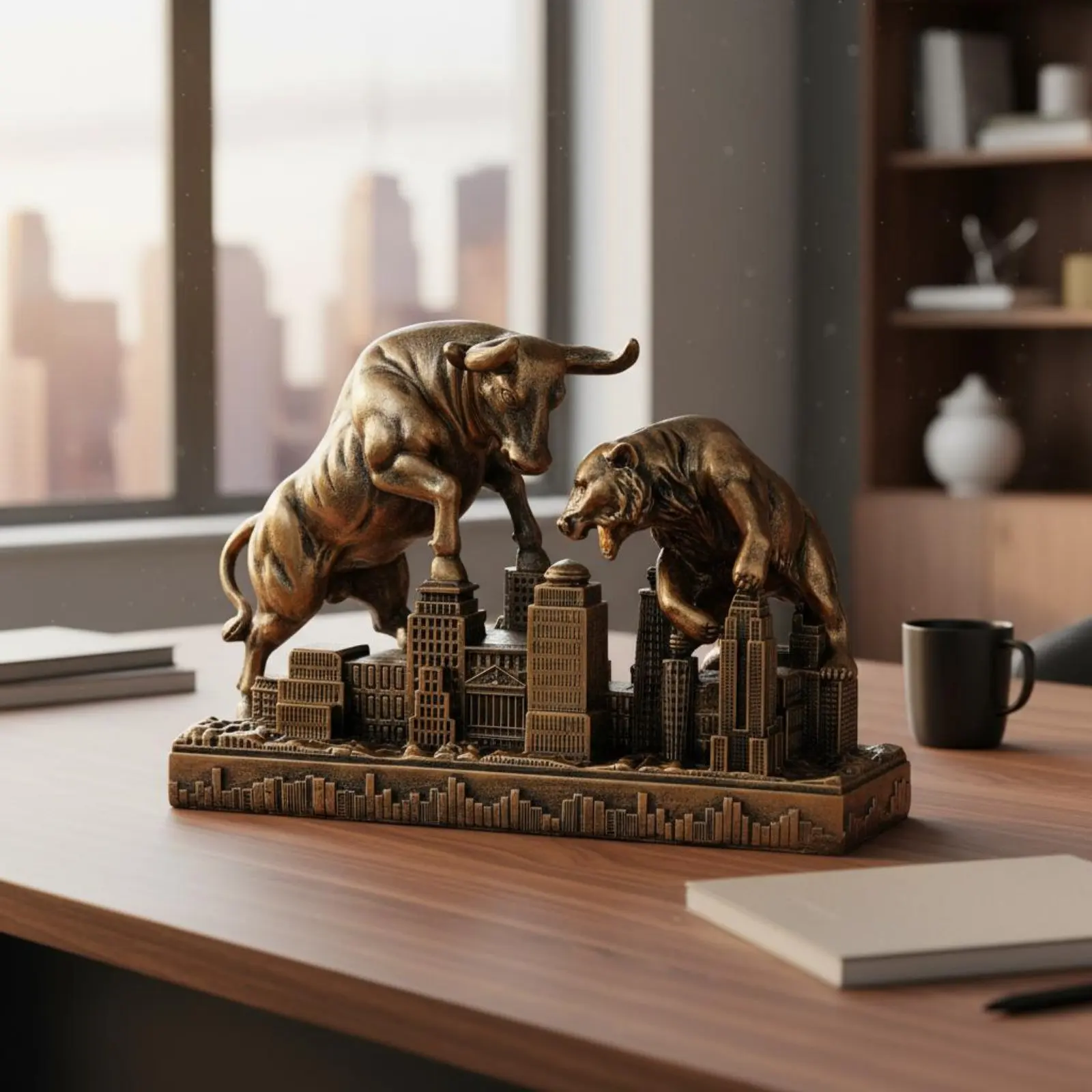 Resin Bovine Against Bearish Statue Ornament Figurine Wall Street Cattle Sculpture Charging Stock Market Decor for Home Office
Resin Bovine Against Bearish Statue Ornament Figurine Wall Street Cattle Sculpture Charging Stock Market Decor for Home Office