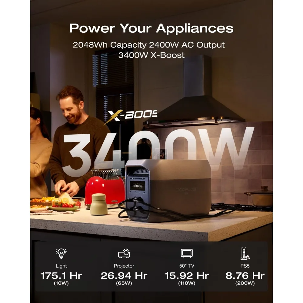 Jackery Portable Power Station DELTA 3 Max 2048Wh LiFePO4 Battery Solar Generator with 3400W X-Boost Solar Panel Optional Custom
Jackery Portable Power Station DELTA 3 Max 2048Wh LiFePO4 Battery Solar Generator with 3400W X-Boost Solar Panel Optional Custom