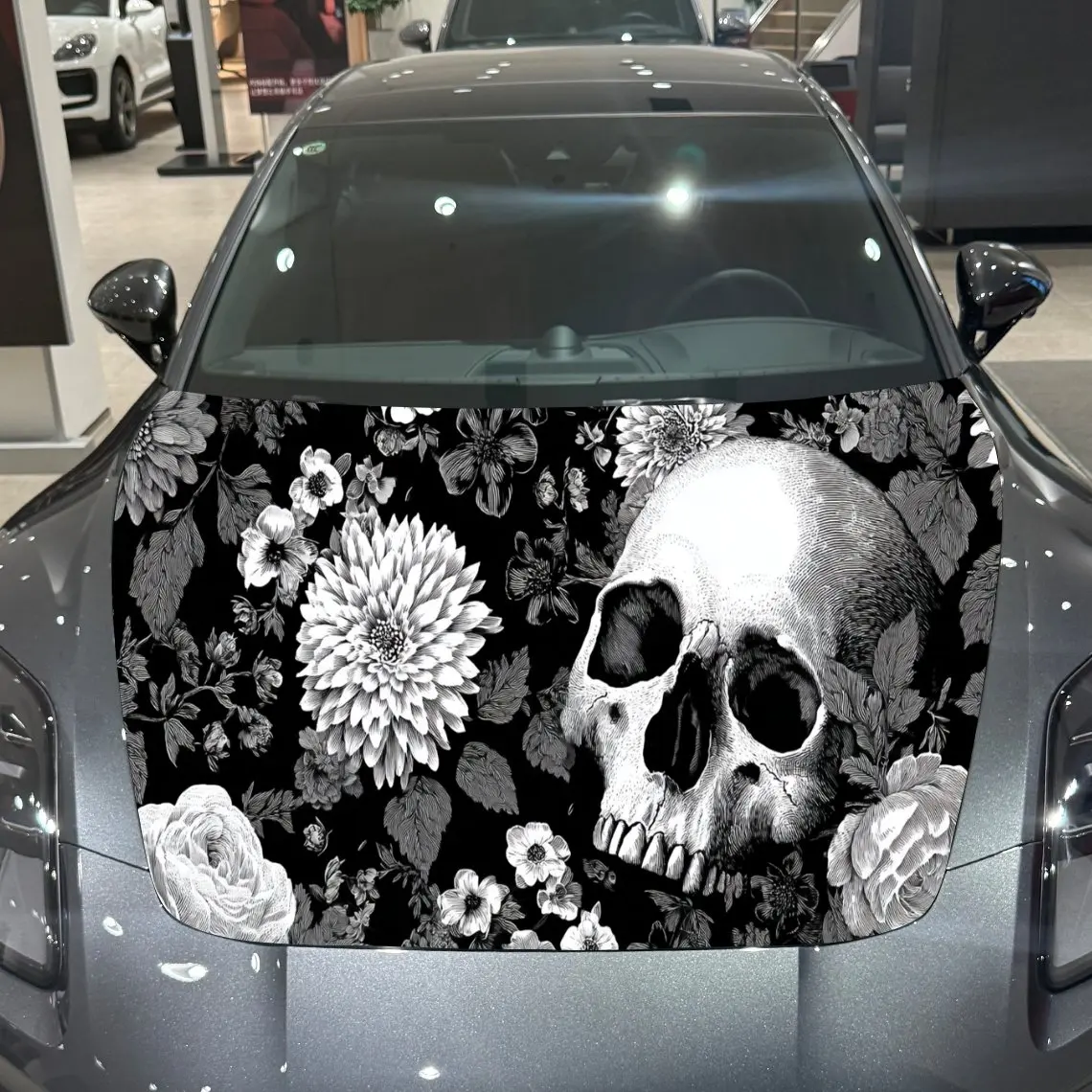 Car Decals A Skull And Floral Design In Monochrome Shades Close - Up With Intricate Blossom Details, Dark Art Aesthetic And Comp
Car Decals A Skull And Floral Design In Monochrome Shades Close - Up With Intricate Blossom Details, Dark Art Aesthetic And Comp