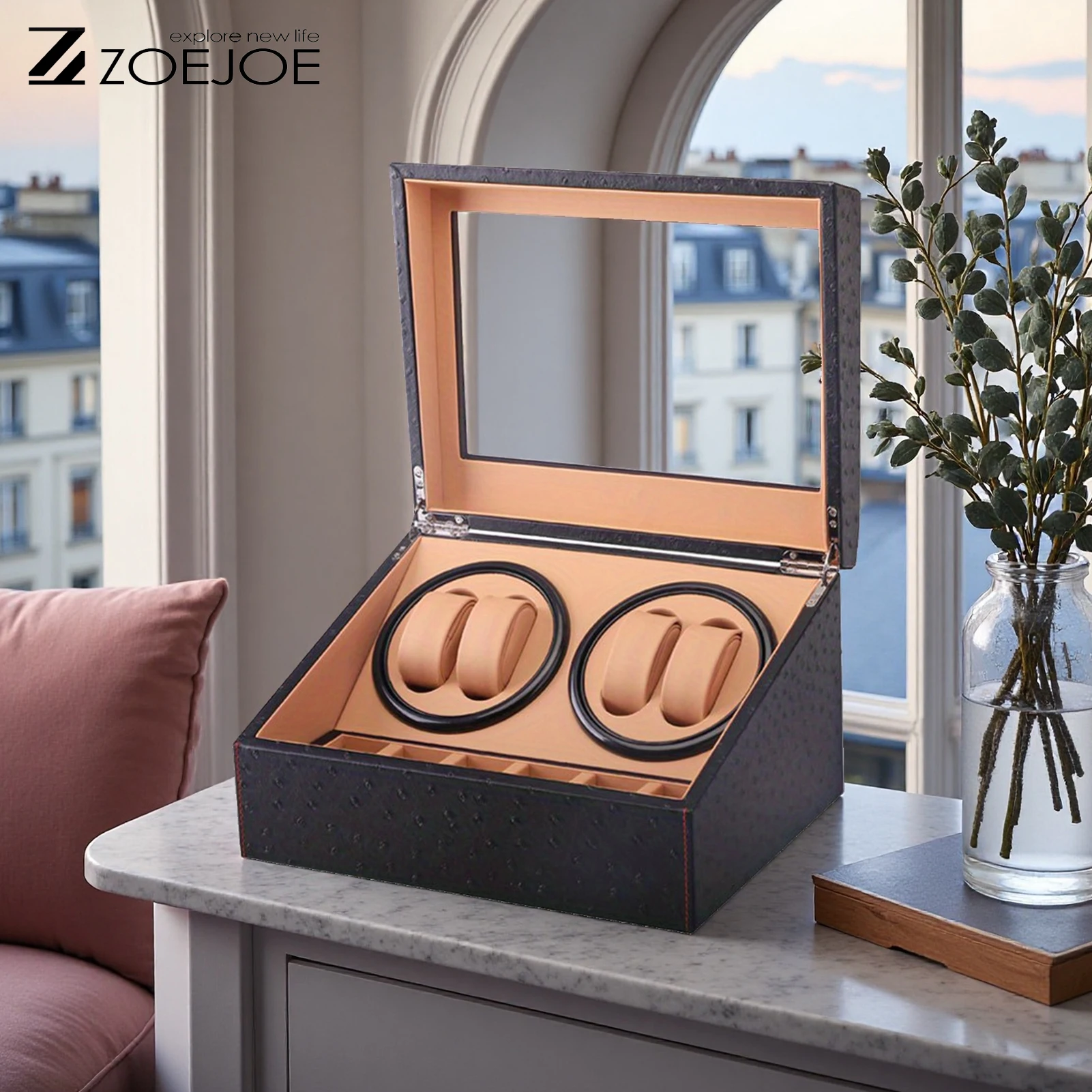ZOEJOE Automatic 4+6 slots Watch Winder Quiet Motor Low Noise Watch Storage Box US Plug With Clear Cover Gifts For Friends
ZOEJOE Automatic 4+6 slots Watch Winder Quiet Motor Low Noise Watch Storage Box US Plug With Clear Cover Gifts For Friends