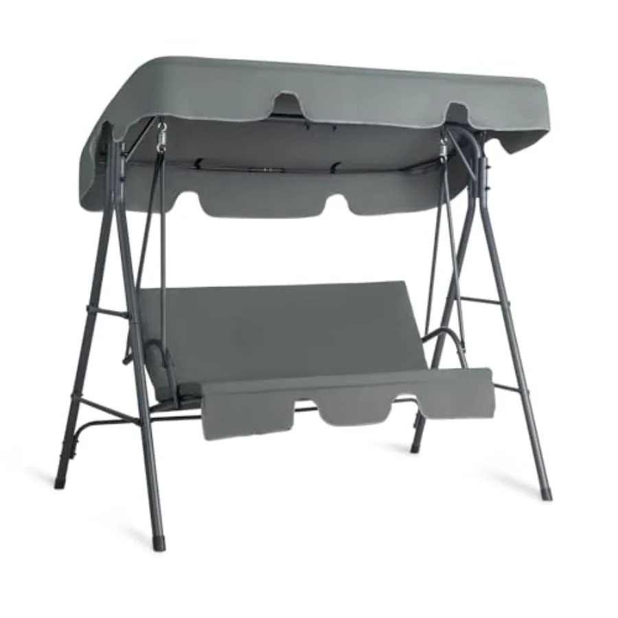 Outdoor porch swing with adjustable canopy, powder-coated steel frame, gray, heavy-duty stand for patio, backyard, garden, lawn
Outdoor porch swing with adjustable canopy, powder-coated steel frame, gray, heavy-duty stand for patio, backyard, garden, lawn