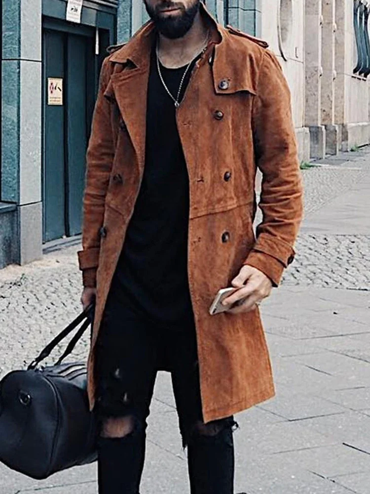Vintage Double-breasted Long Jackets Mens Fall Winter Casual Solid Color Lapel Trench Windbreaker Men Stylish Overcoats Outwear
Vintage Double-breasted Long Jackets Mens Fall Winter Casual Solid Color Lapel Trench Windbreaker Men Stylish Overcoats Outwear