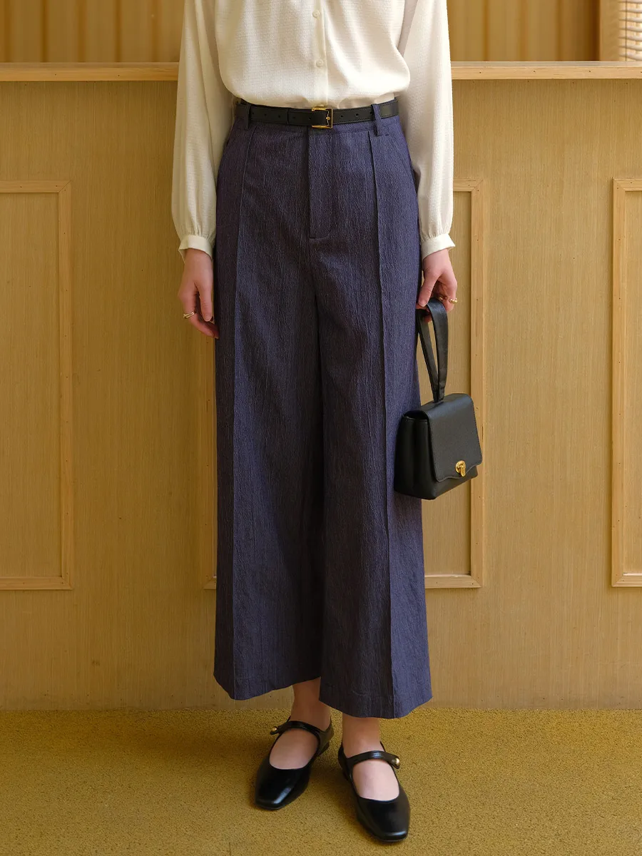 Deep Blue High Waist Straight Leg Pants Women's Casual Suit Pants Nine Points Commute Style High Elasticity Cotton Blend
Deep Blue High Waist Straight Leg Pants Women's Casual Suit Pants Nine Points Commute Style High Elasticity Cotton Blend