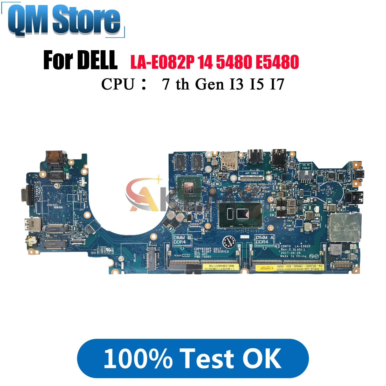 Материнская плата для DELL Latitude E5480 5480 LA-E082P, совместимая с процессором i5 i7-6/7-го поколения CN-0X0M92 V2G, 100% полностью протестирована 
Материнская плата для DELL Latitude E5480 5480 LA-E082P, совместимая с процессором i5 i7-6/7-го поколения CN-0X0M92 V2G, 100% полностью протестирована