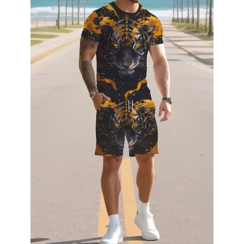 2025 Retro Men's Fashion New Trend Casual T-shirt 3D Digital Printing Short Sleeve Shorts Set Summer Essential Creative
2025 Retro Men's Fashion New Trend Casual T-shirt 3D Digital Printing Short Sleeve Shorts Set Summer Essential Creative
