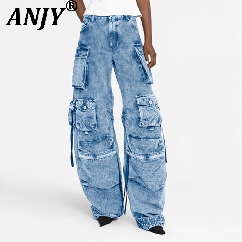 ANJY Autumn New Women Fashion Streetwear Washed Vintage Tide Straight Jeans Ins Trendy Patchwork Multi-Pocket Cargo Pants A11013
ANJY Autumn New Women Fashion Streetwear Washed Vintage Tide Straight Jeans Ins Trendy Patchwork Multi-Pocket Cargo Pants A11013
