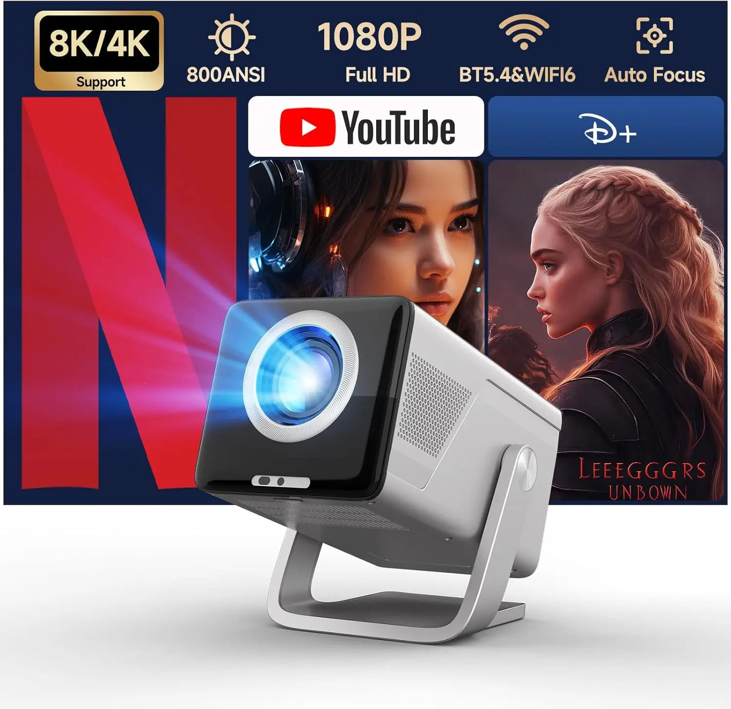 Умный проектор 8K/4K, 800 ANSI, автофокус и коррекция трапецеидальных искажений, WiFi 6, Bluetooth 5.4, Android 14 для дома и улицы
Умный проектор 8K/4K, 800 ANSI, автофокус и коррекция трапецеидальных искажений, WiFi 6, Bluetooth 5.4, Android 14 для дома и улицы