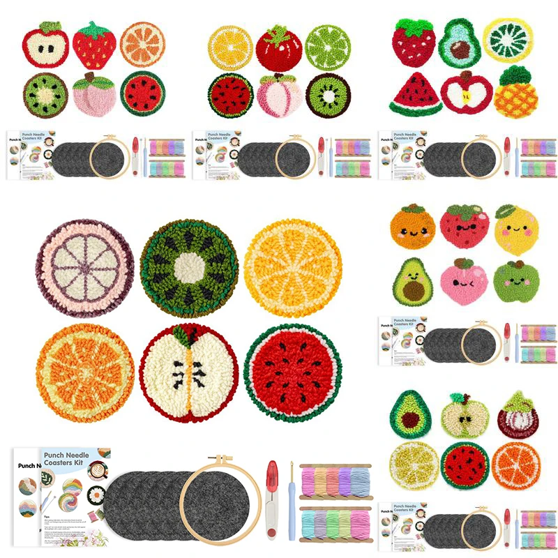 GATYZTORY Punch Needle Coasters Kit For Adults Punch Needle Embroidery Set 6pcs Fruit Pattern DIY Craft Drink Cup Pad Home Decor
GATYZTORY Punch Needle Coasters Kit For Adults Punch Needle Embroidery Set 6pcs Fruit Pattern DIY Craft Drink Cup Pad Home Decor