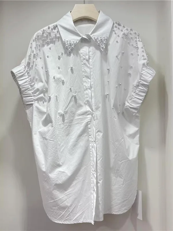 Medium Length Shirt Women's Short Sleeved 2025 Summer New Style French Chic Fashion Nail Bead Top
Medium Length Shirt Women's Short Sleeved 2025 Summer New Style French Chic Fashion Nail Bead Top