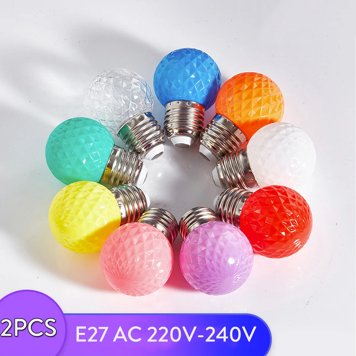 2x 2w E27 Led Bulb 220v 240v Colofrful G45 Bulbs Red Blue Green Orange Purple Screw-base 8-light-colors Pineapple Globe Light
2x 2w E27 Led Bulb 220v 240v Colofrful G45 Bulbs Red Blue Green Orange Purple Screw-base 8-light-colors Pineapple Globe Light
