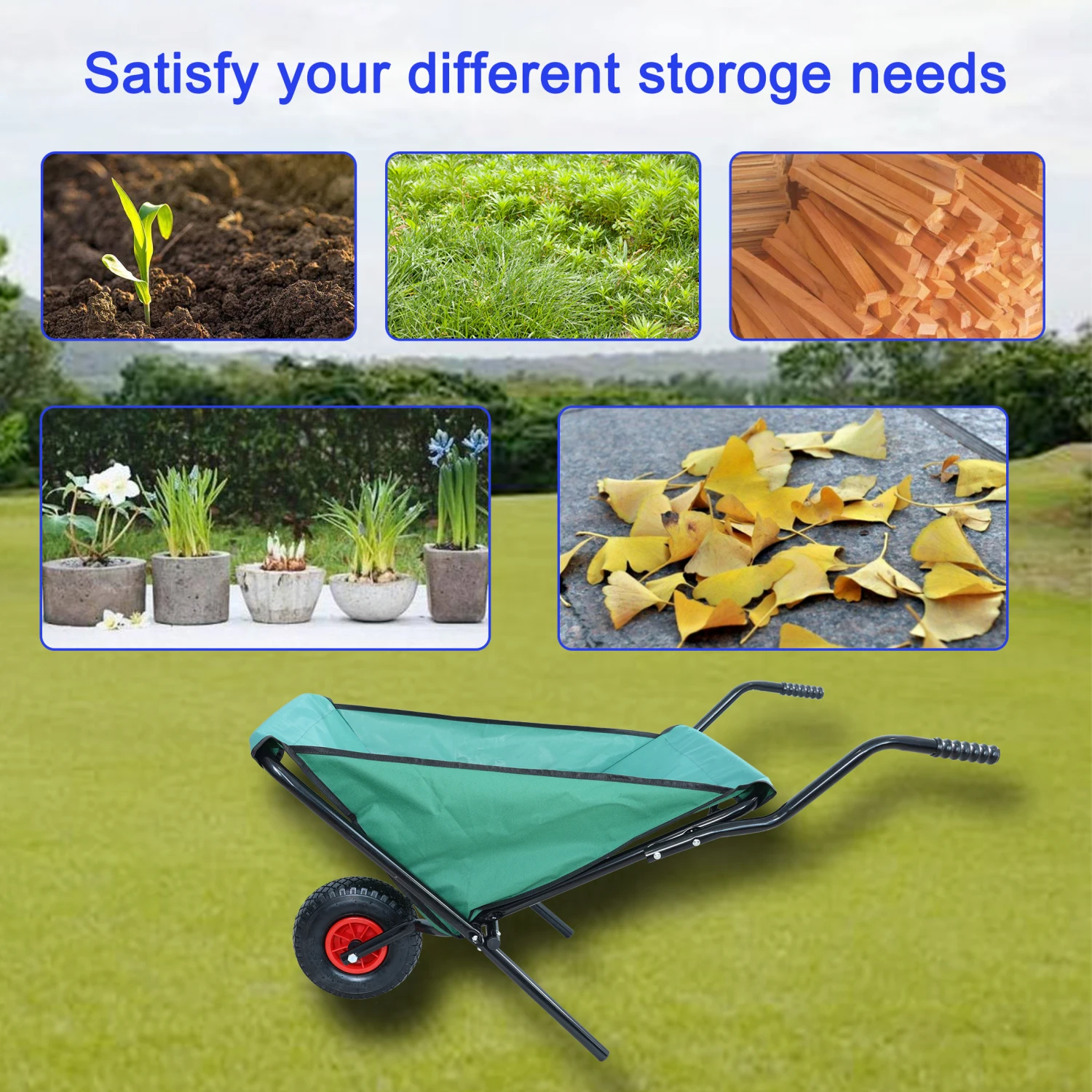 Collapsible Wheelbarrow 176 lbs Folding Yard Garden Wheelbarrow Foldable Lightweight Gardening Heavy Duty Oxford Cloth Green Law
Collapsible Wheelbarrow 176 lbs Folding Yard Garden Wheelbarrow Foldable Lightweight Gardening Heavy Duty Oxford Cloth Green Law