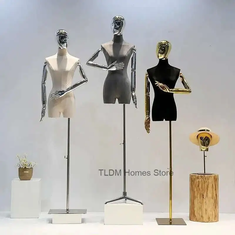 Korean Female Suede Model Upper Body Mannequin Model Electroplated Arms Clothing Store Window Wedding Dress Display Stand P
Korean Female Suede Model Upper Body Mannequin Model Electroplated Arms Clothing Store Window Wedding Dress Display Stand P