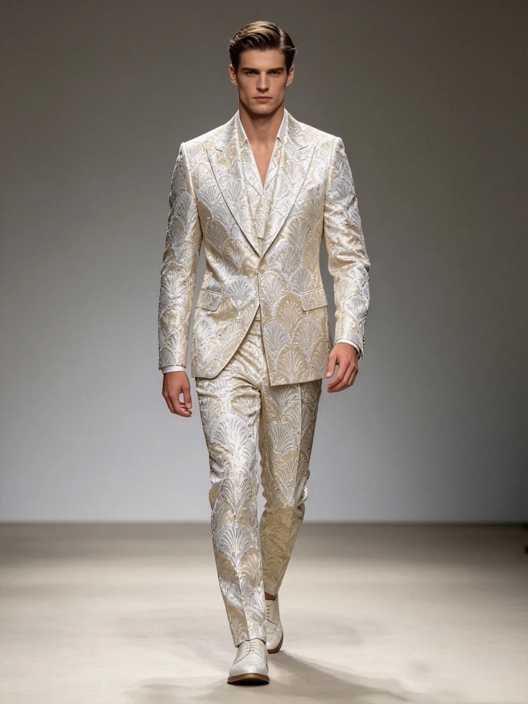 Beige Printed Men Suit Set 2 Pcs Blazer+Pants Spring Prom Wedding Tuxedos Coat Customized Formal Office Groom Jacket
Beige Printed Men Suit Set 2 Pcs Blazer+Pants Spring Prom Wedding Tuxedos Coat Customized Formal Office Groom Jacket