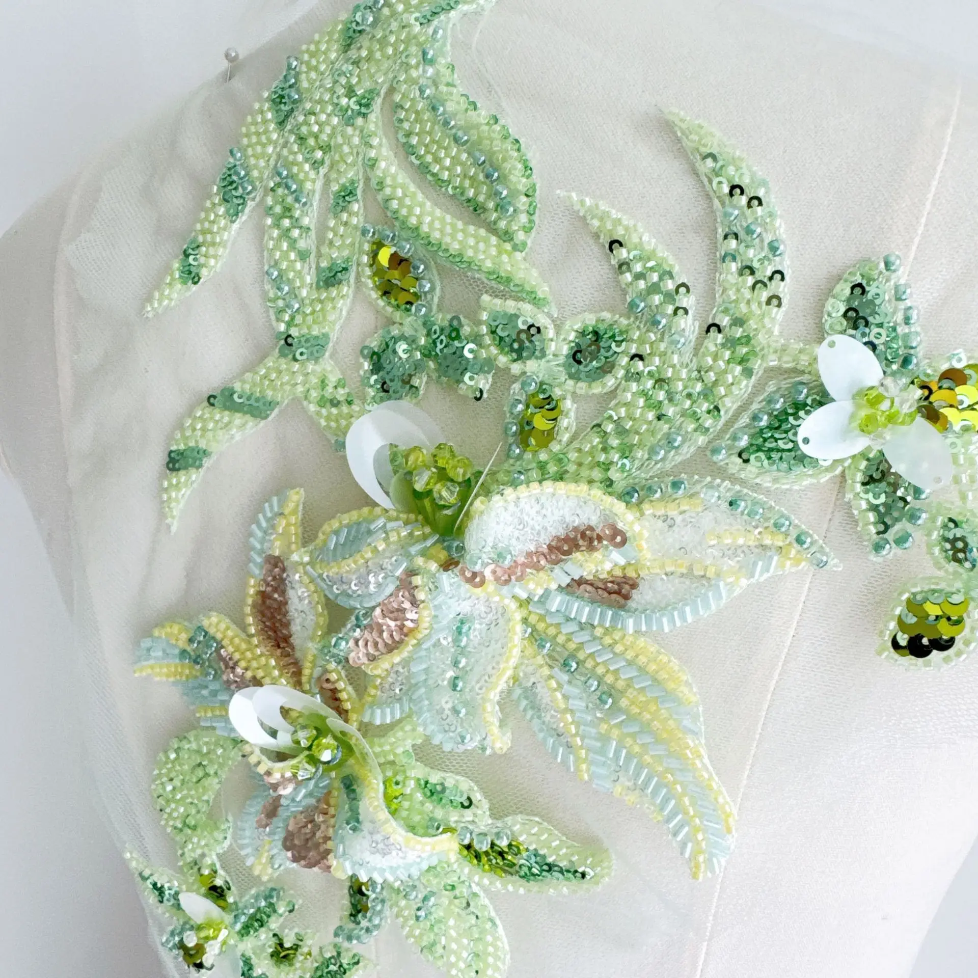 Handmade 3D Sequin Flower Hand Beaded Embroidered Lace Fabric Wedding Dress Gown Dress Green
Handmade 3D Sequin Flower Hand Beaded Embroidered Lace Fabric Wedding Dress Gown Dress Green