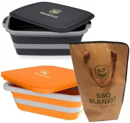 2Pcs XL Collapsible BBQ Prep Tubs w/Cutting Board and Lid &1 x 21 Inch Tyvek Brown BBQ Blanket for Resting Meat
2Pcs XL Collapsible BBQ Prep Tubs w/Cutting Board and Lid &1 x 21 Inch Tyvek Brown BBQ Blanket for Resting Meat