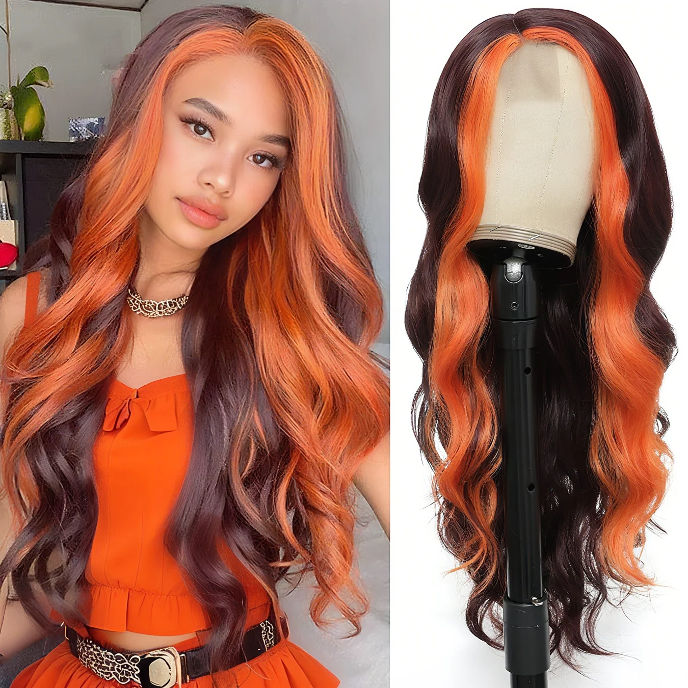 Long Wavy Synthetic Wigs for Women Body Wave 4X1 Lace Wig 28inch with Blonde Streaks Highlight Wig Heat Resistant Side Part Wig
Long Wavy Synthetic Wigs for Women Body Wave 4X1 Lace Wig 28inch with Blonde Streaks Highlight Wig Heat Resistant Side Part Wig
