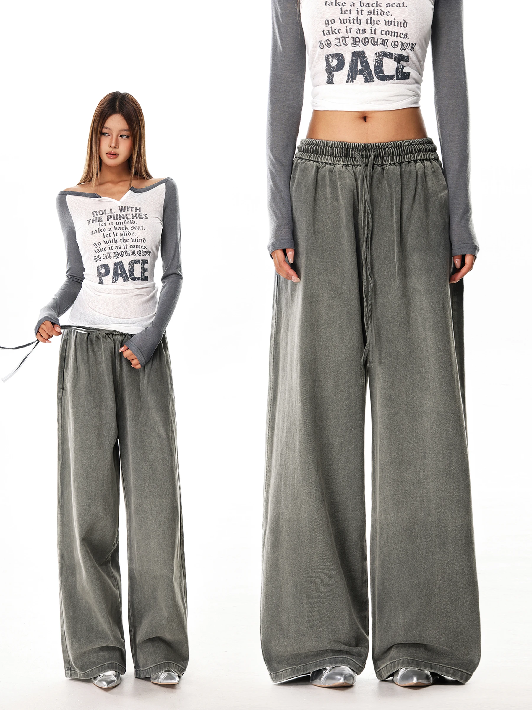 November American Style Vintage Faded Wide Leg Denim Jeans Women Spring Slimming Hip Covering Casual Straight Long Pants
November American Style Vintage Faded Wide Leg Denim Jeans Women Spring Slimming Hip Covering Casual Straight Long Pants
