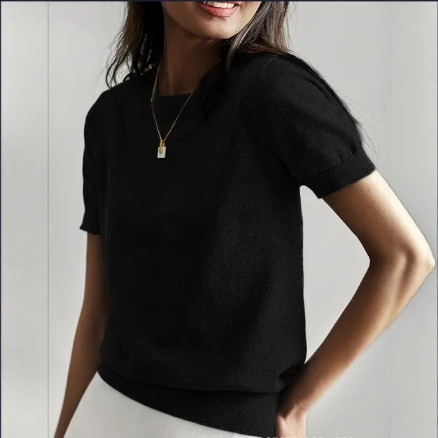 Summer Spring Women's Clothing Lightweight Round Neck Short Sleeve Knit Top Casual Princess Sleeve Loose T Shirt Viscose
Summer Spring Women's Clothing Lightweight Round Neck Short Sleeve Knit Top Casual Princess Sleeve Loose T Shirt Viscose