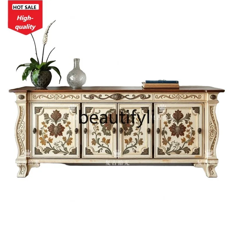 Solid Wood Carved Entrance Cabinet American Country Style Painted Decorative Cabinet Living Room Storage Cabinet
Solid Wood Carved Entrance Cabinet American Country Style Painted Decorative Cabinet Living Room Storage Cabinet