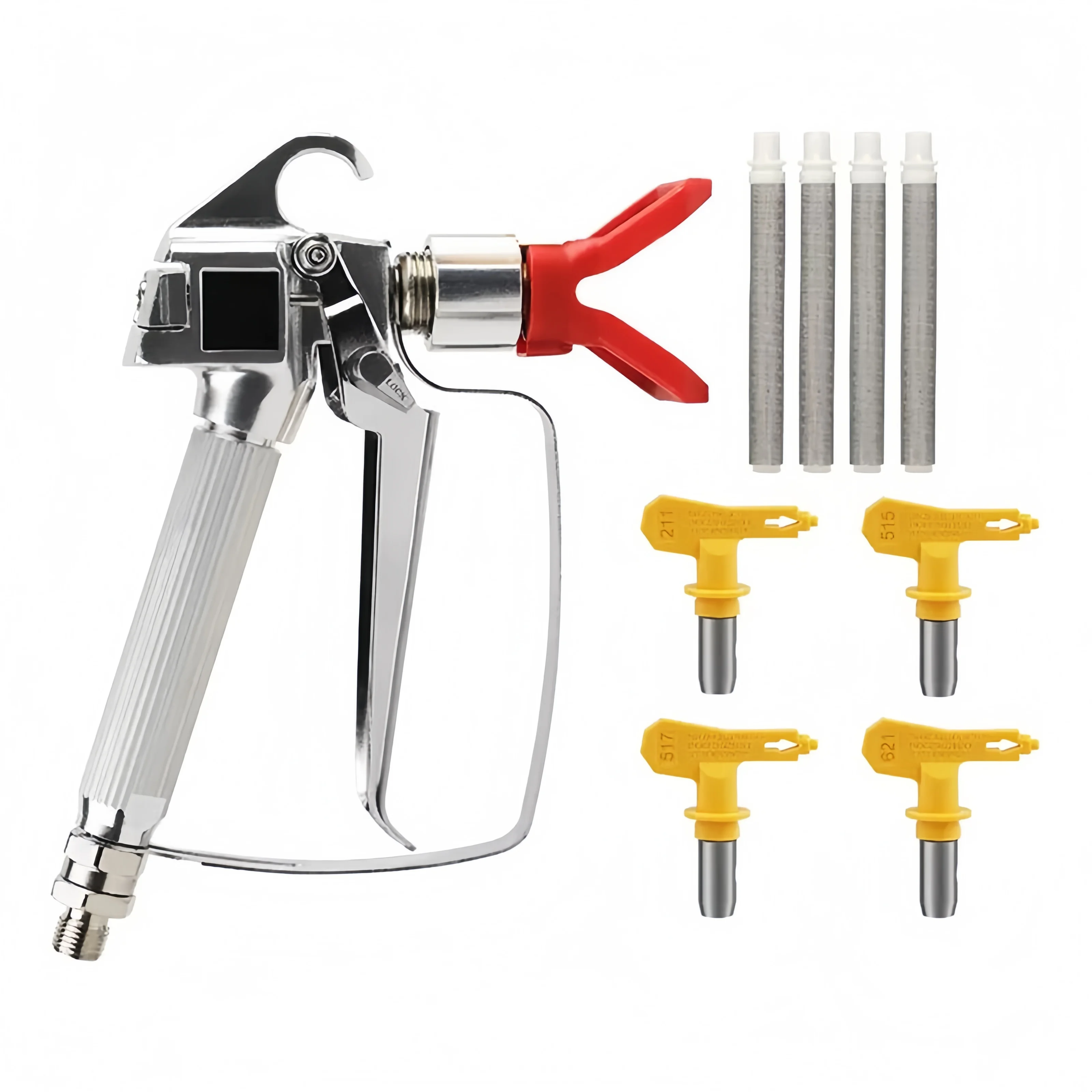 High Pressure Airless Paint Spray Gun Kit with 515/517/211/621 Tips & Filters, Universal Airless Sprayer Accessory
High Pressure Airless Paint Spray Gun Kit with 515/517/211/621 Tips & Filters, Universal Airless Sprayer Accessory