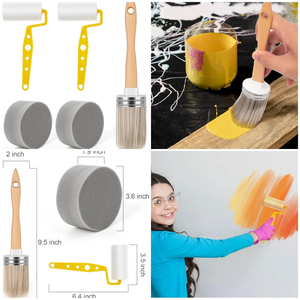 Premium Painting Combo: 2 Sponges, 2 Rollers & 1 Brush - Ideal for DIY Enthusiasts & Pros Alike
Premium Painting Combo: 2 Sponges, 2 Rollers & 1 Brush - Ideal for DIY Enthusiasts & Pros Alike