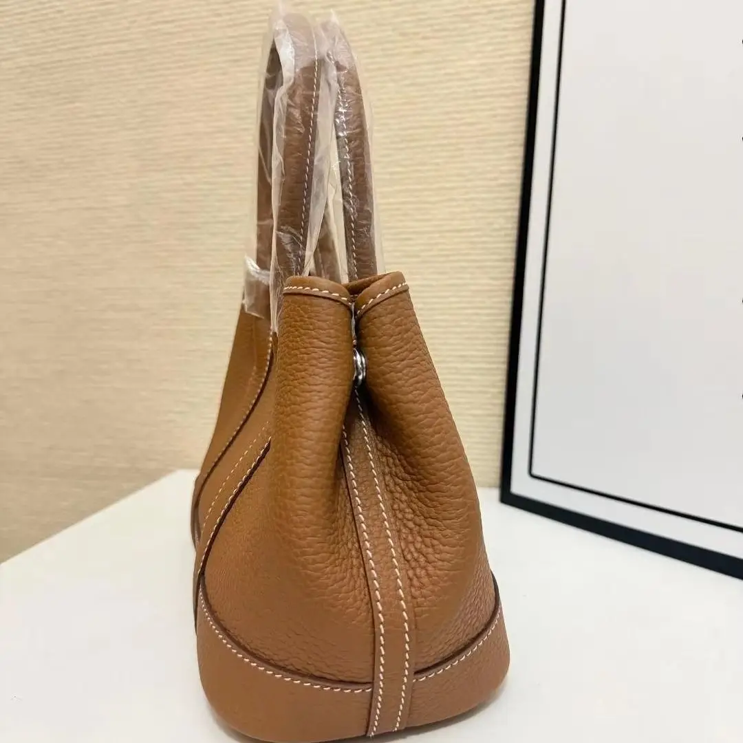 Camel Pebbled Leather Mini Tote Bag, Double Short Top Handles Contrast White Stitching Soft Handheld Purse.
Camel Pebbled Leather Mini Tote Bag, Double Short Top Handles Contrast White Stitching Soft Handheld Purse.