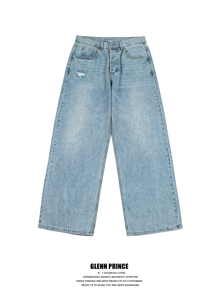 Cleanfit American Style Men's Jeans Destroyed A-Line Straight Leg Washed out Couple's Denim Pants mid Waist Button Closure
Cleanfit American Style Men's Jeans Destroyed A-Line Straight Leg Washed out Couple's Denim Pants mid Waist Button Closure