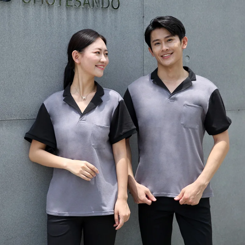 Cotton T-shirt Half Sleeve Catering Waiter Workwear Auto Repair Cleaning Property Supermarket & Shopping Malls Canteen Barbecue
Cotton T-shirt Half Sleeve Catering Waiter Workwear Auto Repair Cleaning Property Supermarket & Shopping Malls Canteen Barbecue