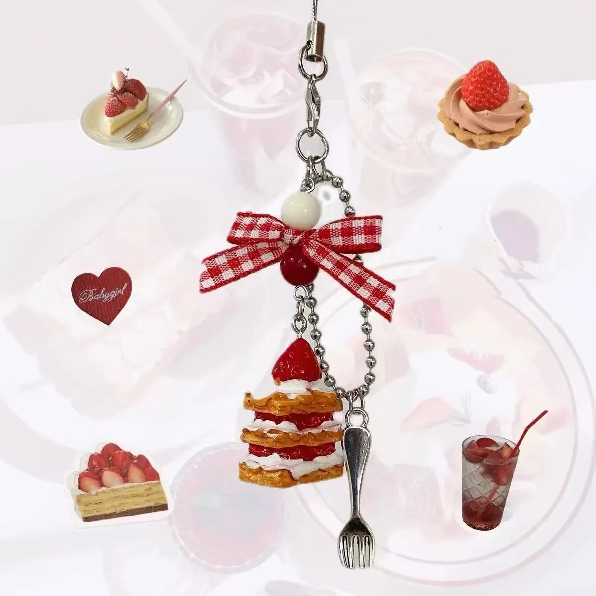 French dessert charm strawberry charm bowknot vintage girly charm phone strap bag charm
French dessert charm strawberry charm bowknot vintage girly charm phone strap bag charm