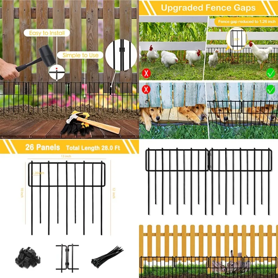 Animal Barrier Fence, 12In H x 28.00Ft(L) Upgrade 1.26 in Gap Decorative Fences No Dig Fence for Rabbit and Dog, Rustproof Meta
Animal Barrier Fence, 12In H x 28.00Ft(L) Upgrade 1.26 in Gap Decorative Fences No Dig Fence for Rabbit and Dog, Rustproof Meta